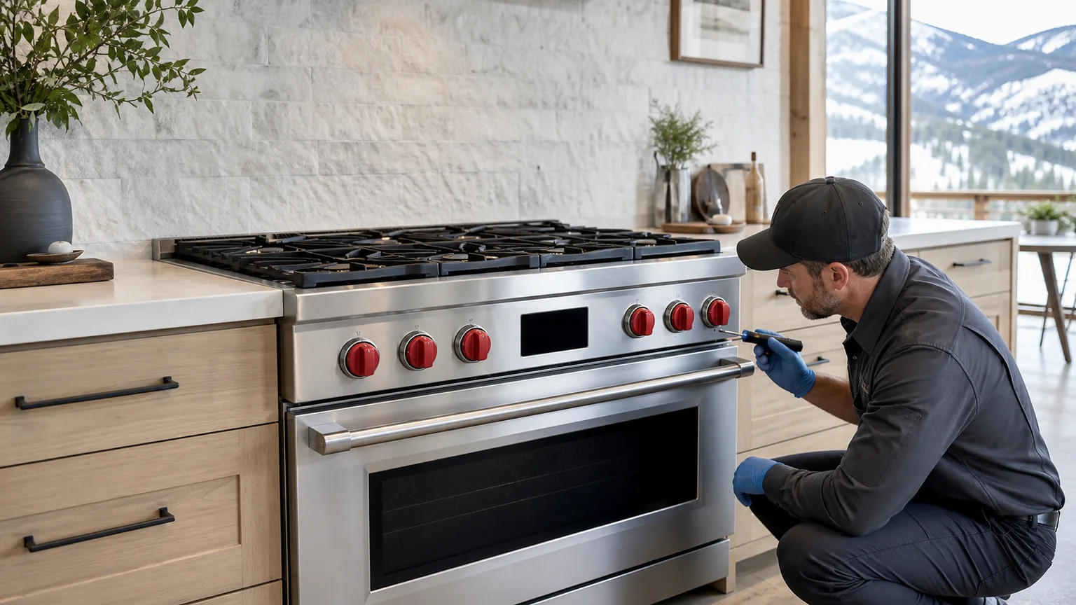 Premium kitchen range prepared for a professional diagnostic visit