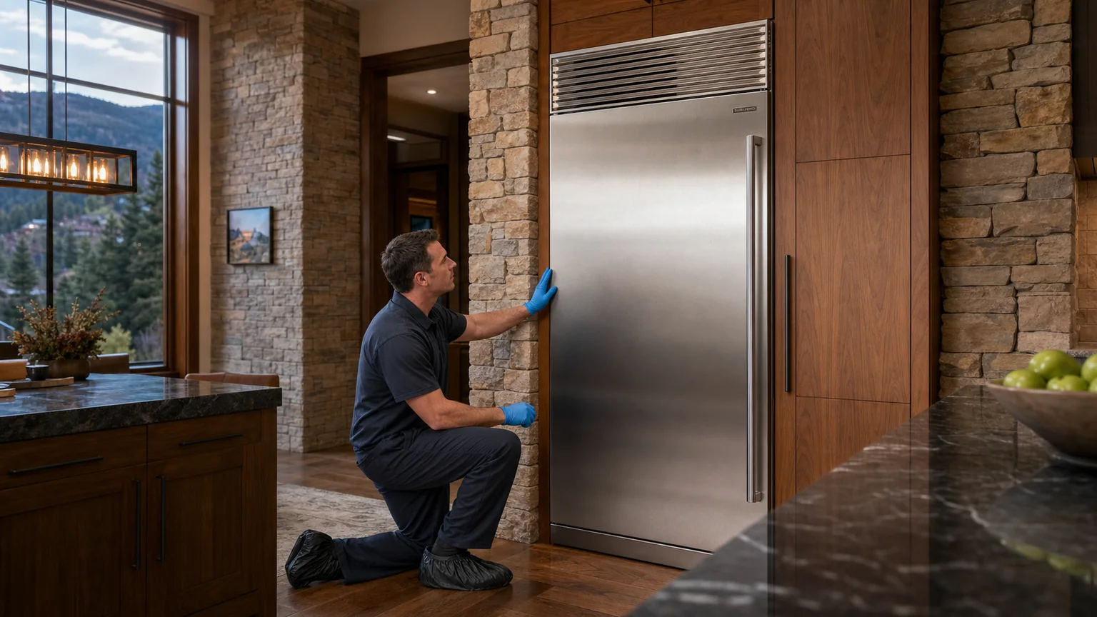 Built-in refrigerator prepared for a professional diagnostic visit