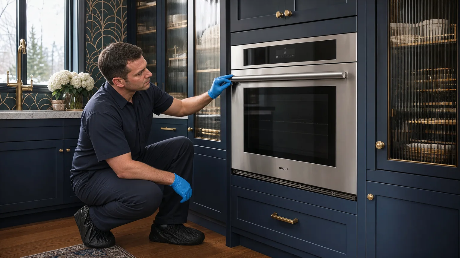 Built-in wall oven prepared for a professional diagnostic visit